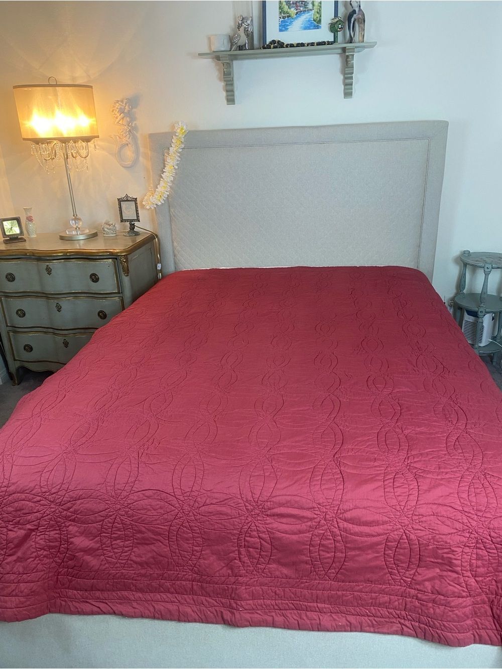 Red Quilted Bedspread/ coverlet Classic 100% cotton